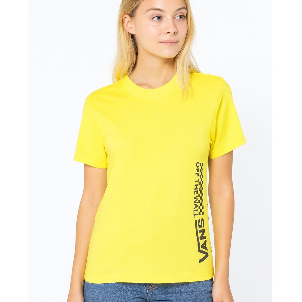 2/$15 Vans Off The Wall Short Sleeve Logo Tee Yellow Womens Size S
